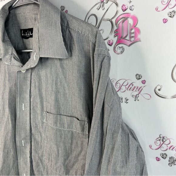 Nicole Miller button down shirt long sleeve white Gray Casual Button Down Shirt - Picture 4 of 14
